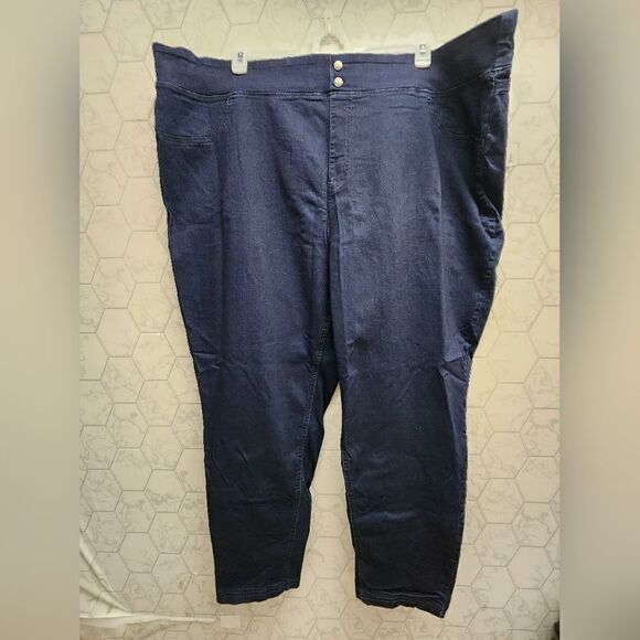 Terra & Sky Women's Plus Size Tummy Control Jeggings Medium Wash 4X 28W-30W - Picture 5 of 11